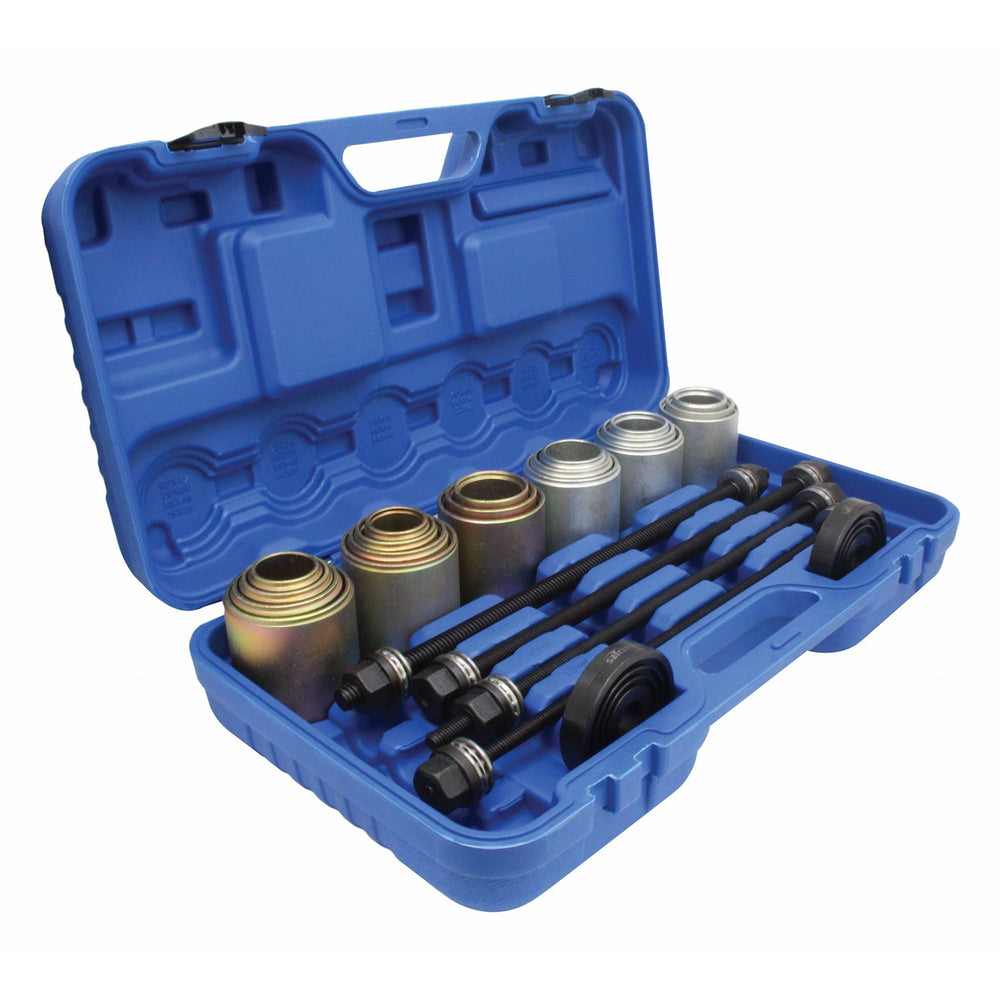 Set estrattore per silent block e boccole con manicotti di pressatura e mandrini, kit attrezzi per rimozione delle boccole del braccio sospensione di tenuta per auto 26 pezzi