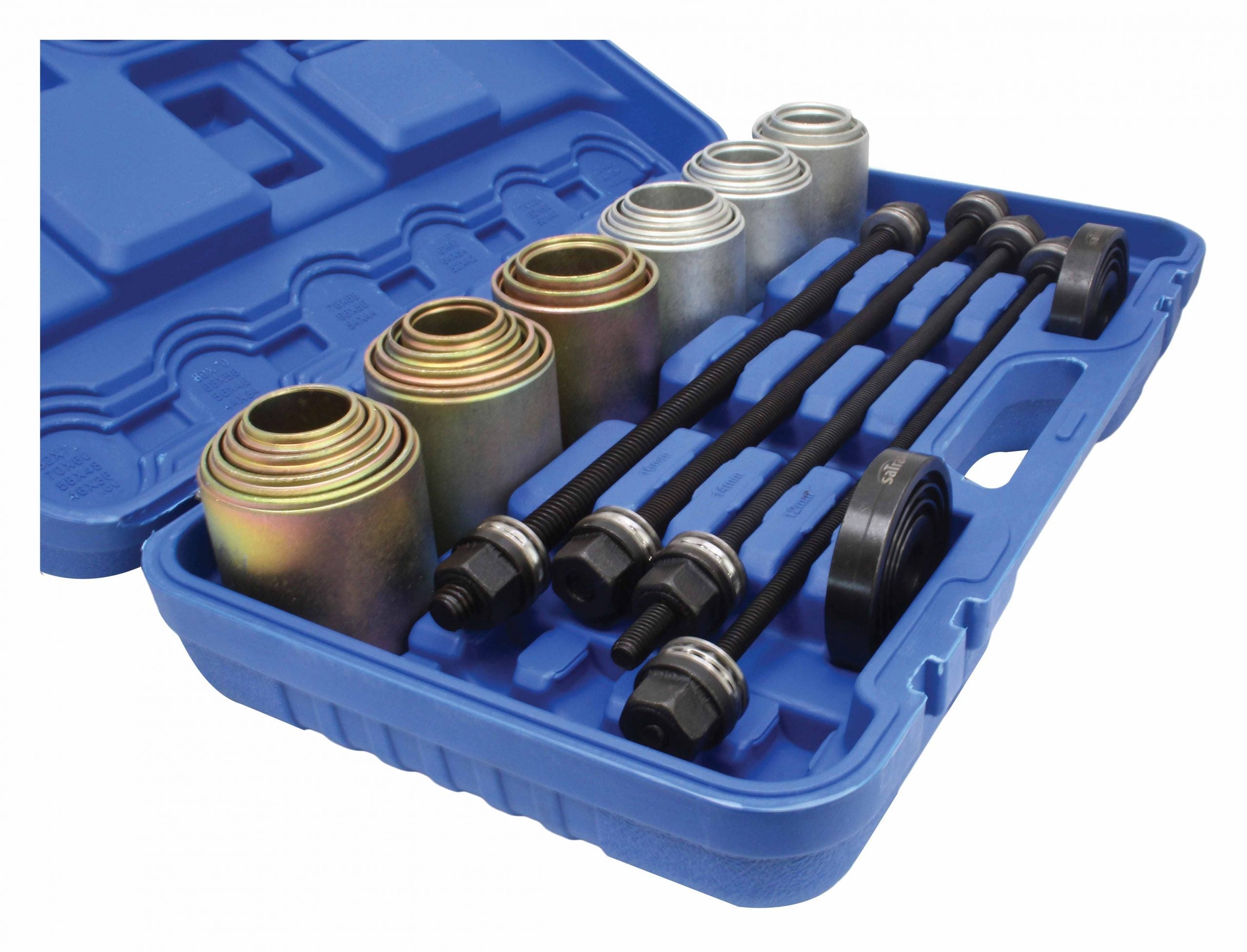 Set estrattore per silent block e boccole con manicotti di pressatura e mandrini, kit attrezzi per rimozione delle boccole del braccio sospensione di tenuta per auto 26 pezzi