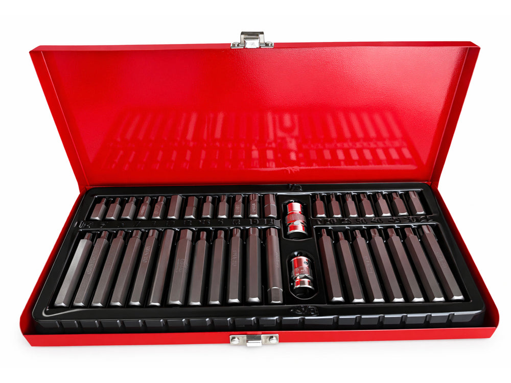 Set-kit di inserti a brugola, TORX, XZN, esagonali e spline, 40 pezzi, in valigetta metallica Gebo Tools