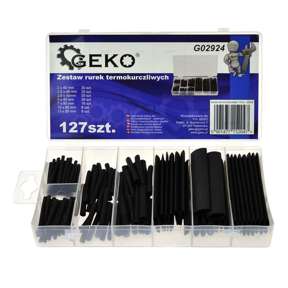 Set-kit 127 guaine termorestringenti per cavi, 7 misure Geko