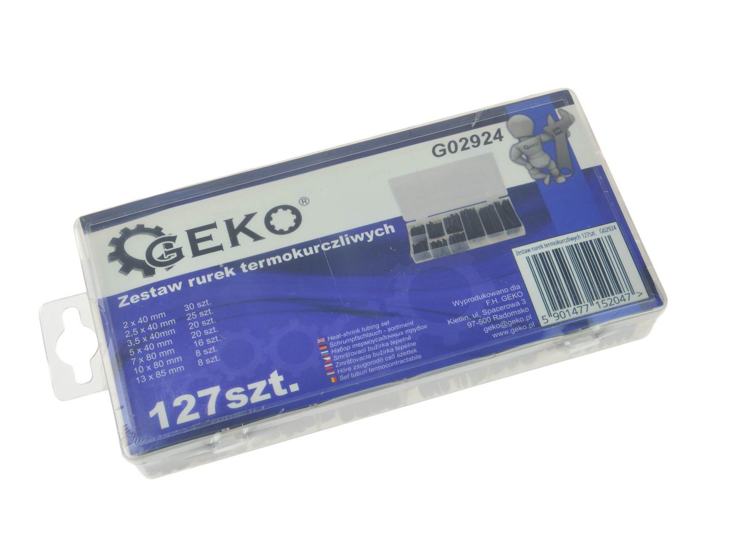 Set-kit 127 guaine termorestringenti per cavi, 7 misure Geko
