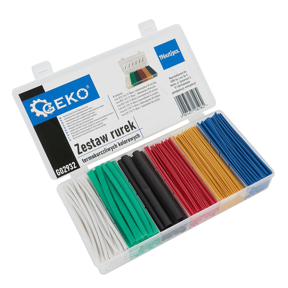 Set-kit 196 guaine termorestringenti per cavi, multicolor ,6 misure Geko
