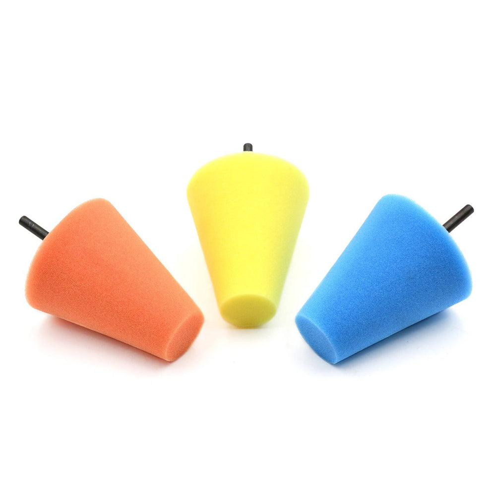 Set-kit lucidatura auto, spugna cono, sfera per ruote di automobili,cura, per metallo alluminio, acciaio inossidabile, plastica, ceramica, 6 mm, 3 pezzi Geko
