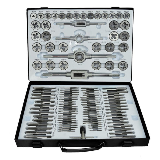 Set-kit maschi e filiere,con giramaschi e accessori ,calibro di filettatura, per filettature interne ed esterne 110 pezzi Keltin