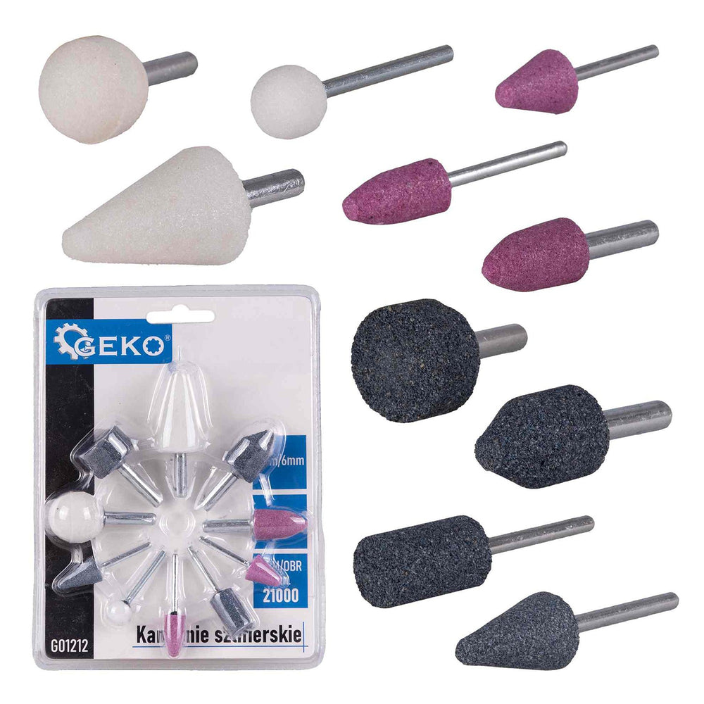 Set molette abrasive rotative per trapano 10 pezzi, fornitura per utensili rotanti per molatura/levigatura, diametro 3mm 6 mm - Geko