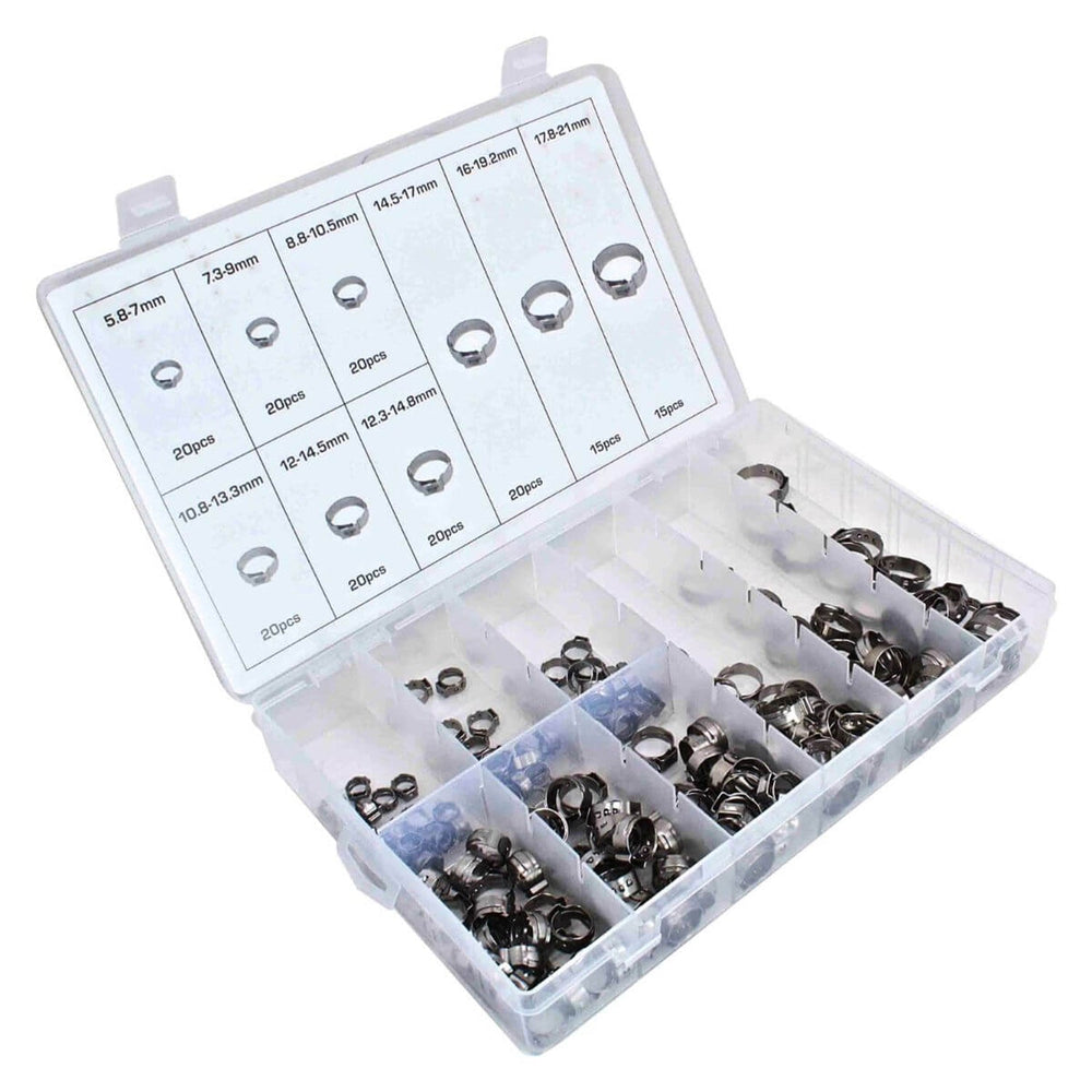 Set-kit morsetti per tubi flessibili, per tubo ad iniezione di carburante, mini fascette stringitubo, clip in acciaio inossidabile per fissaggio 170 pezzi
