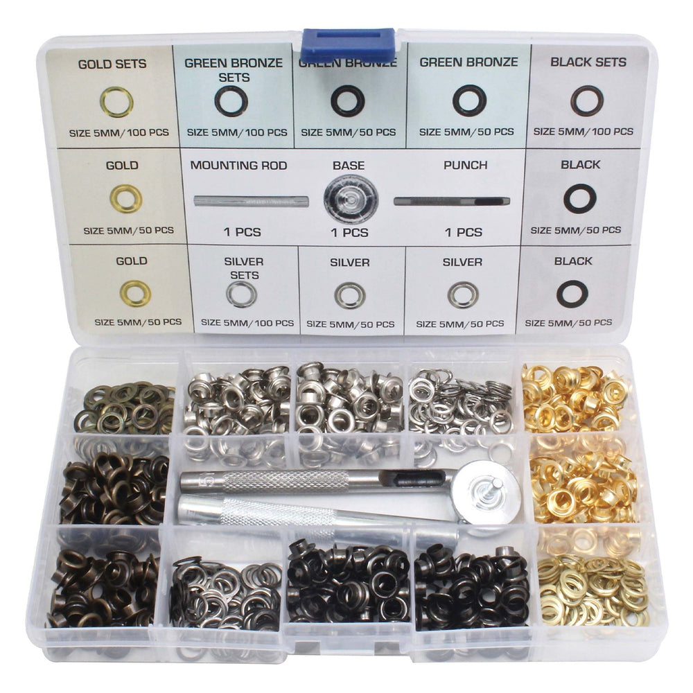 Set-kit rondelle metalliche professionali, occhielli in metallo per teloni borse scarpe abbigliamento, 403 pezzi