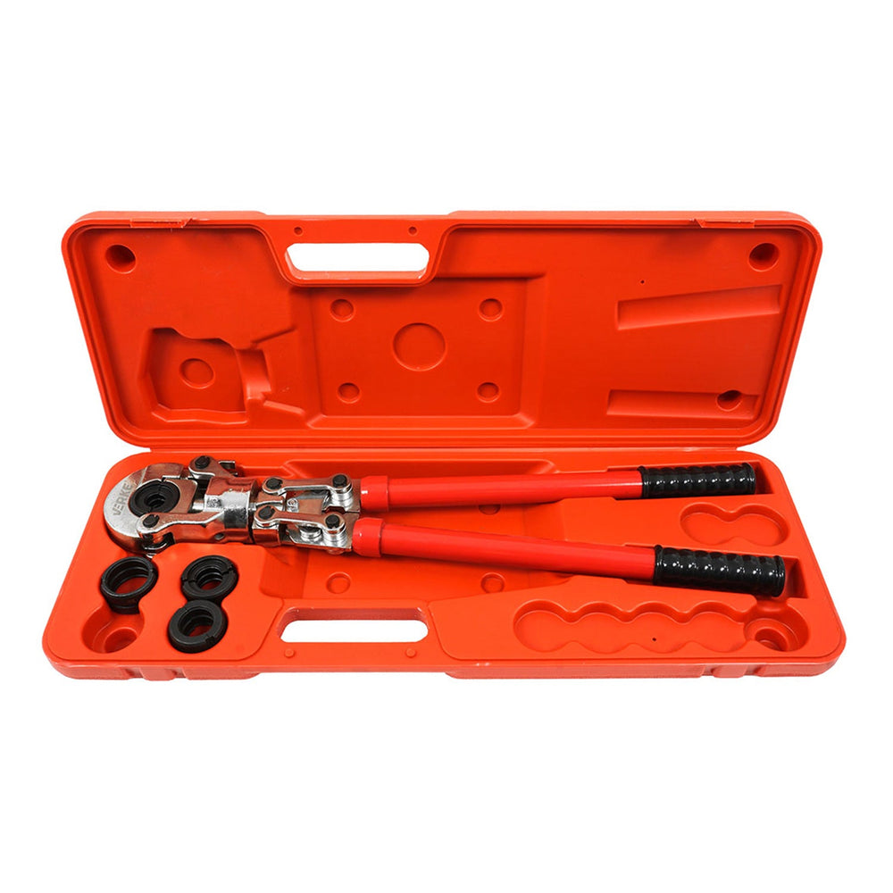 Set pinza crimpatrice idraulica manuale, kit pressatrice per tubi PEX U, con ganasce 16-32 mm, VERKE