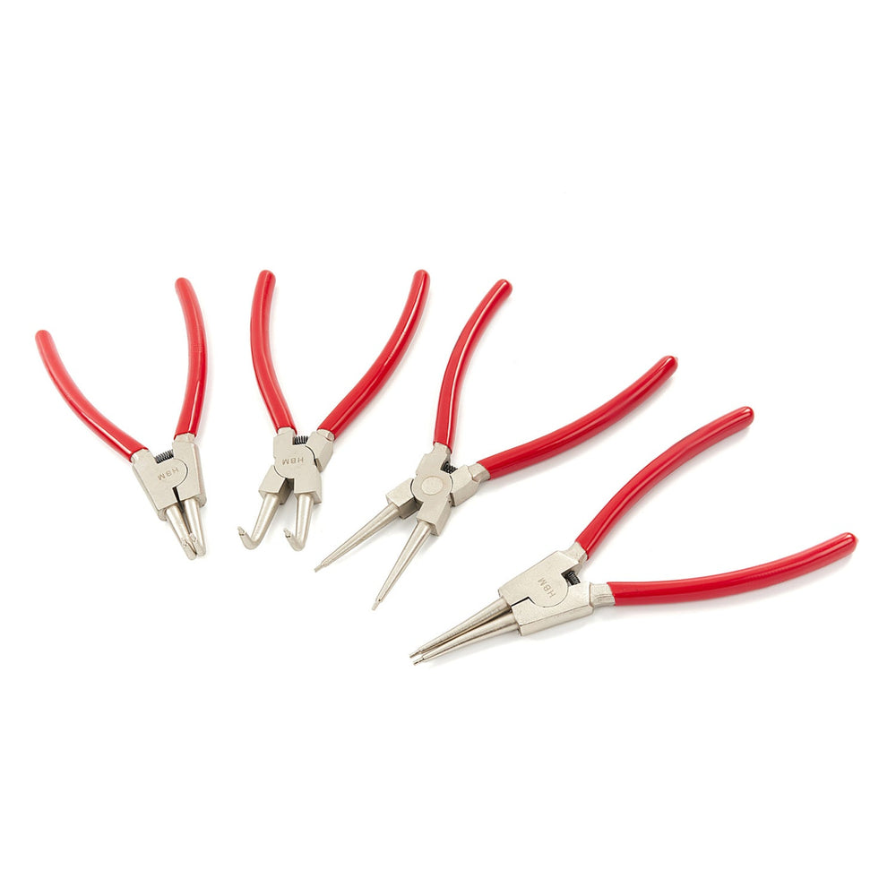Set-kit pinze per anelli di sicurezza Seeger a becco curvo e dritto interni/esterni, con punte dritte e curve per bloccaggio , 225 mm, 4 pezzi Hbm