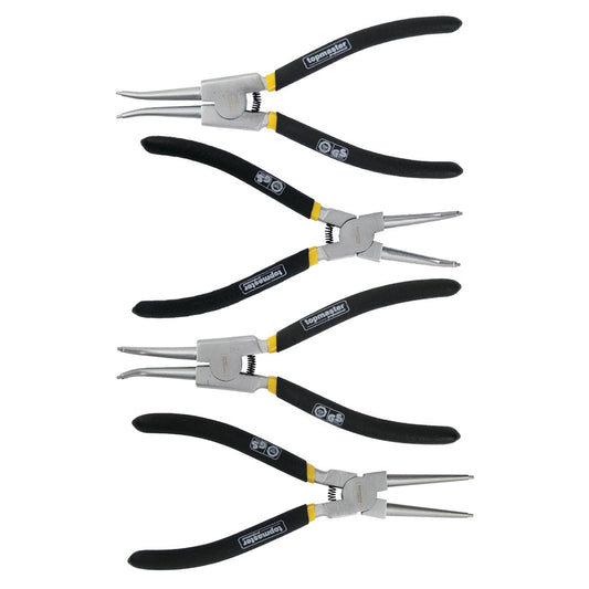 Set pinze per anelli di sicurezza Seeger a becco curvo e dritto interni/esterni , pinze con punte dritte e curve per bloccaggio interno ed esterno 6" 150 mm  ,4 pezzi Topmaster