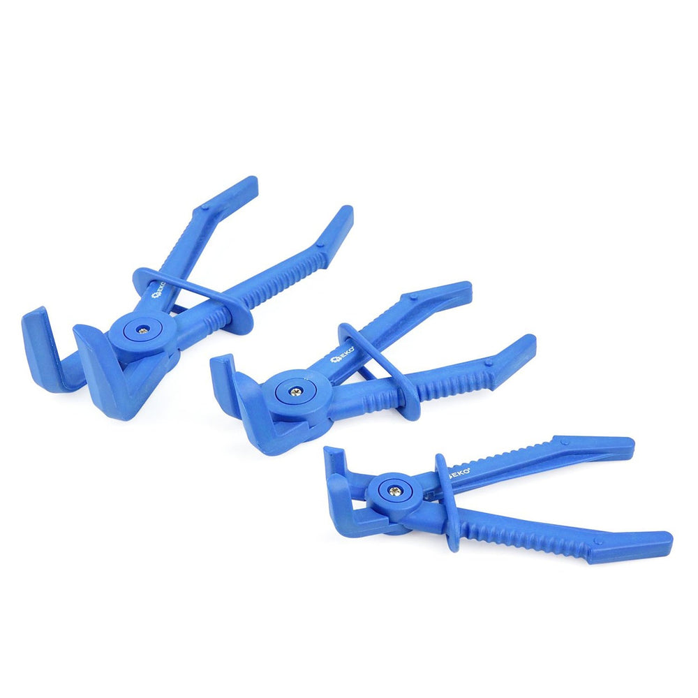 Set-kit pinze per chiusura tubi carburante, stringitubo, per flessibili, in plastica a becco curvo 90 gradi, per occlusione di tubazioni e manicotti, 3 pezzi Geko