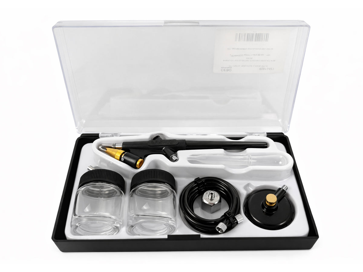 Kit-set aerografo con compressore d'aria per fai da te e artigianato arte delle unghie per decorare torte, cosmetici, grafica 6 pezzi BD138 Gebo Tools