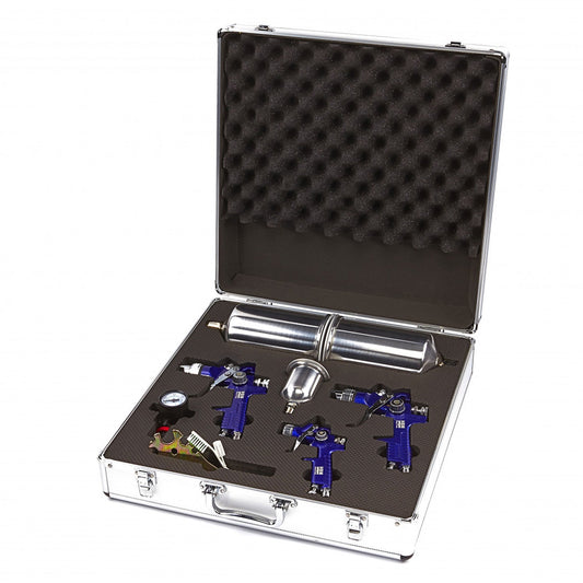 Set-kit pistola per verniciare, professionale, a spruzzo ad alta efficienza buona atomizzazione, con 3 ugelli 0, 8mm, 1, 4 mm 1, 7mm