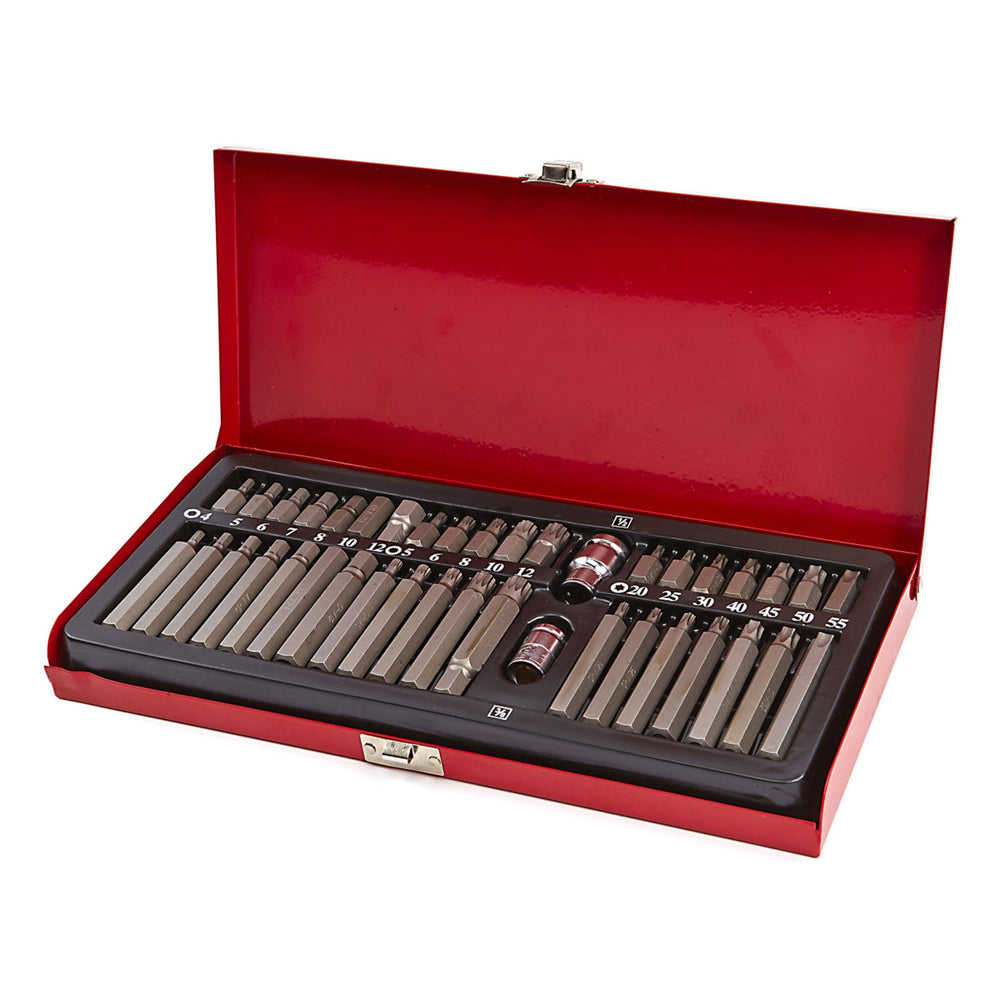 Set-kit inserti a brugola, TORX, XZN, esagonali e spline 40 pezzi con valigetta in metallo