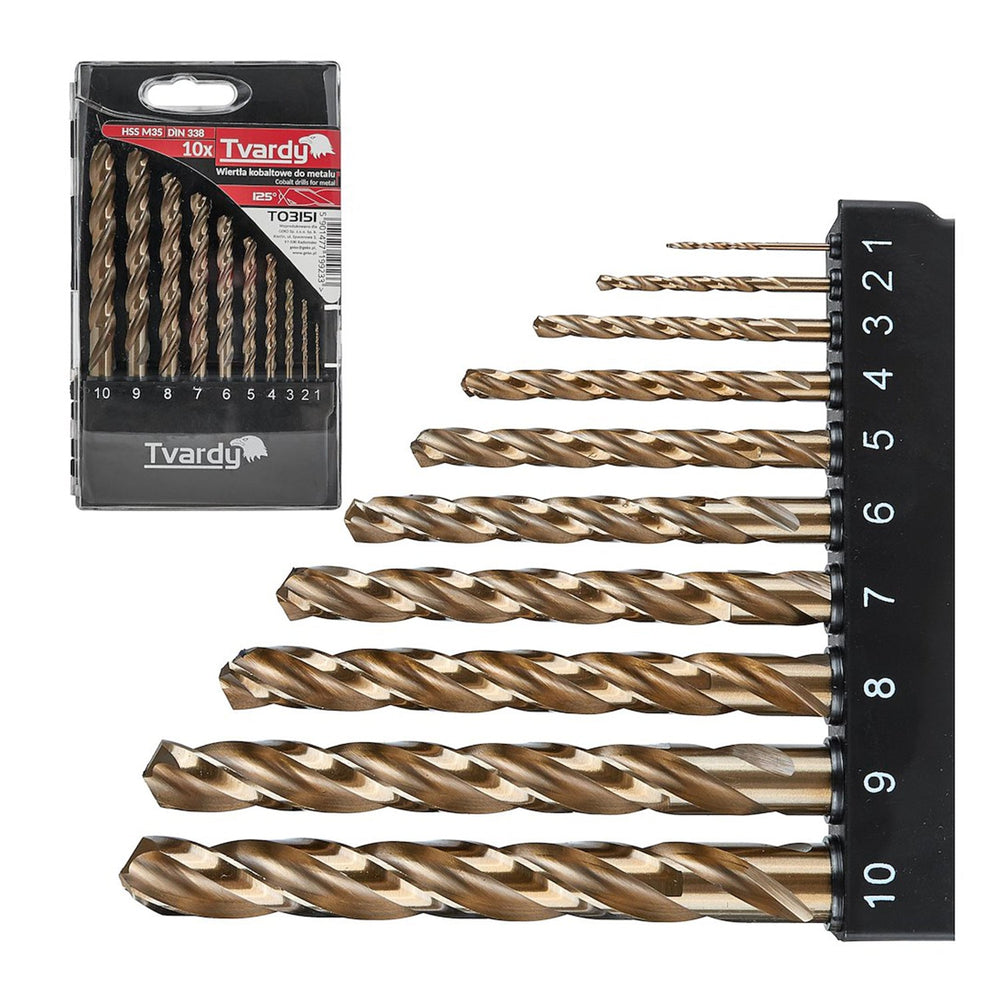 Set punte trapano professionali HSS al cobalto, 1–10 mm per metallo duro,10 pezzi