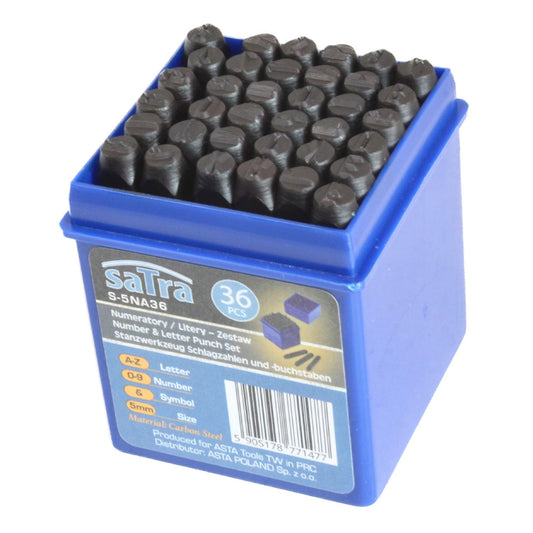Set-kit punzoni alfanumerici - lettere e numeri, 5 mm 36 pezzi