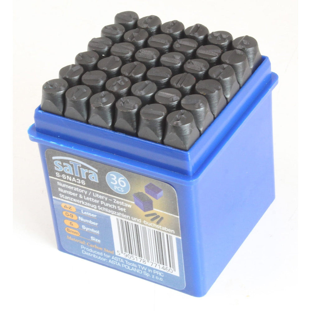 Set-kit punzoni alfanumerici - lettere e numeri, 6 mm 36 pezzi