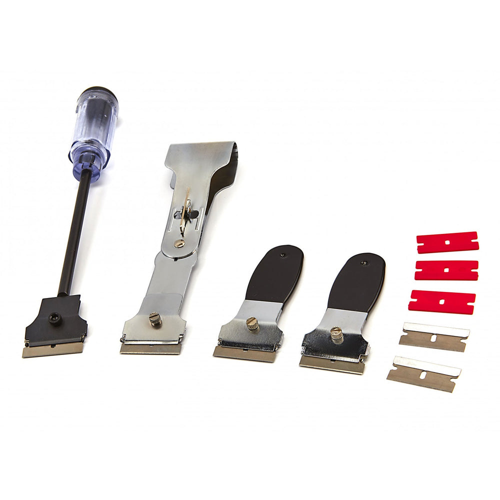 Set-kit raschietti multiuso con lame intercambiabili, corte e larghe, per rimuovere adesivi, etichette, sigillanti e adesivi