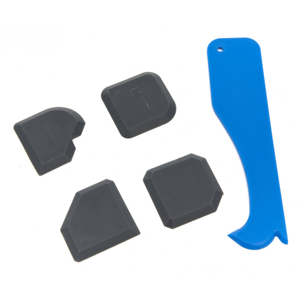 Set-kit 5 spatole rimuovi silicone e lisciatore fughe, raschietto e spatola, strumenti per applicare e rimuovere per bagno cucina e piastrelle