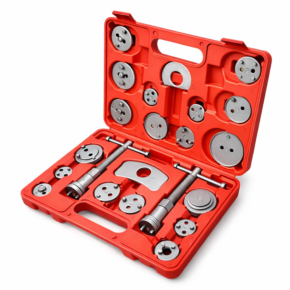 Set-kit ripristino per pinze freno, strumento universale per la retrazione, attrezzi rimozione dei pistoni dei freni anteriori e posteriori, auto garage, 22 pezzi Gebo Tools