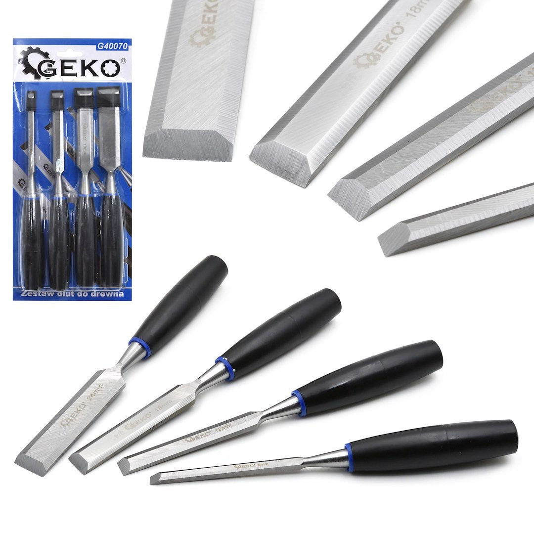 Set-kit 4 scalpelli per legno,da falegname, scalpello, utensili, per la lavorazione del 6-24 mm