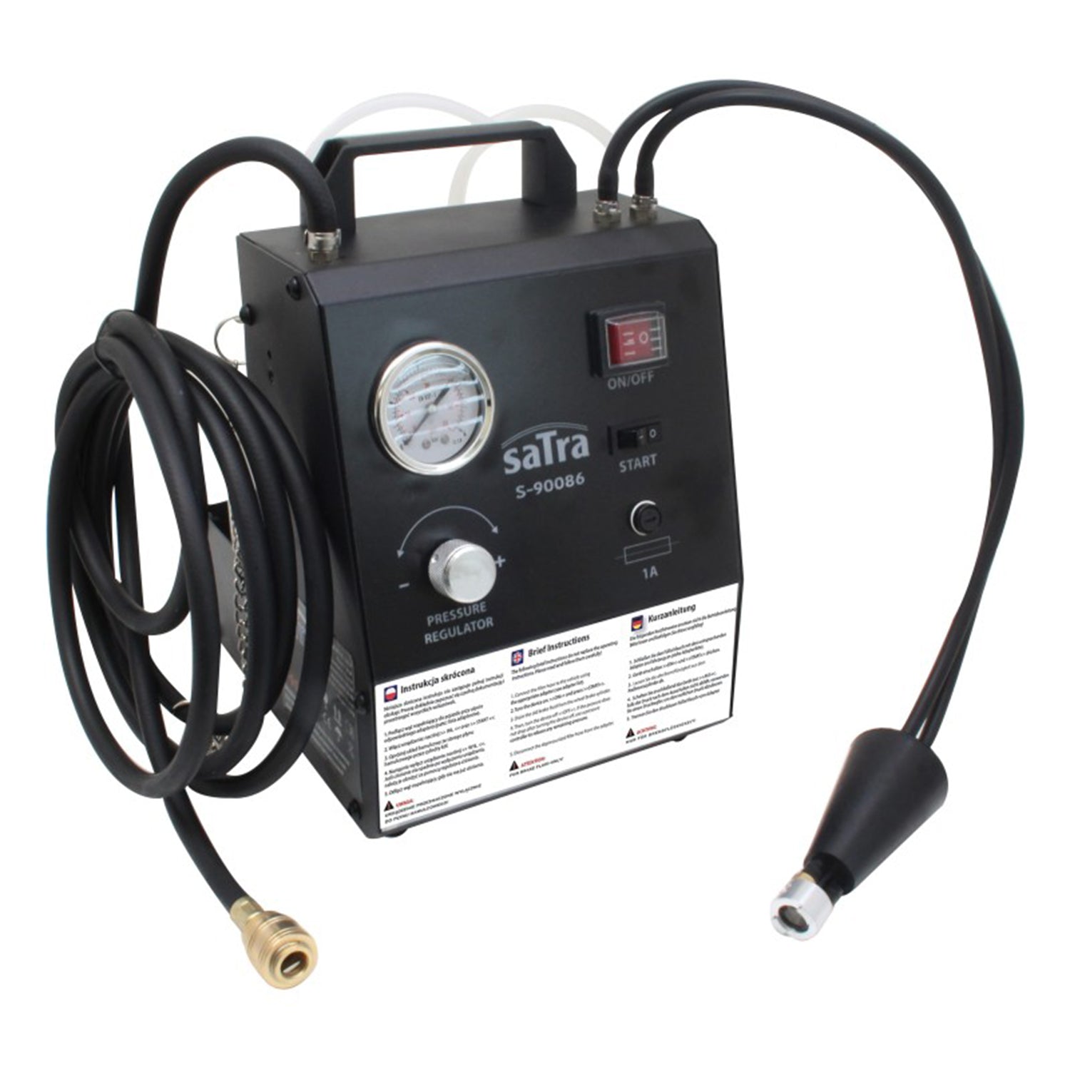 Set spurgo freni auto elettrico 230v, pressione regolabile, kit cambio liquido e frizione con 17 adattatori, automatico del fluido freno con bottiglie di estrazione da 1 litro adatto alla maggior parte dei veicoli, Satra