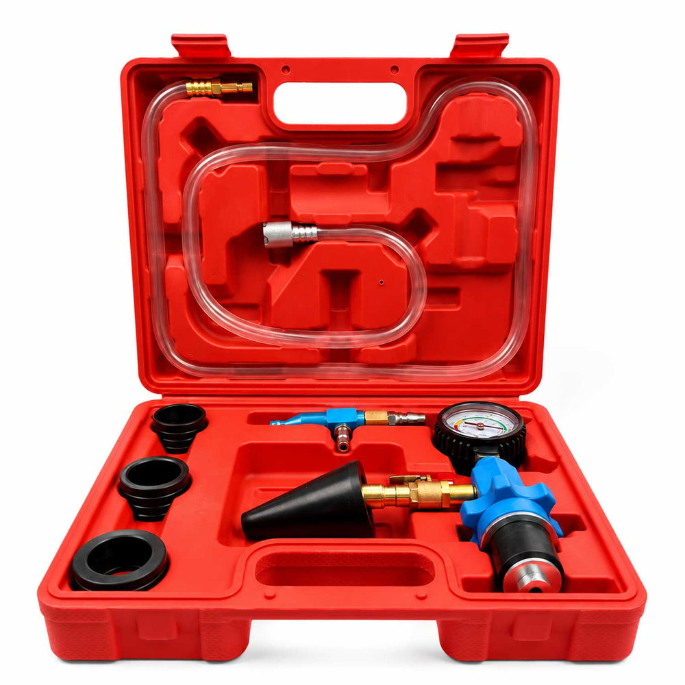 Set strumenti di riempimento e spurgo per impianto raffreddamento auto, kit utensili professionali per sistema di raffreddamento del radiatore, ricarica del liquido refrigerante  Gebo Tools