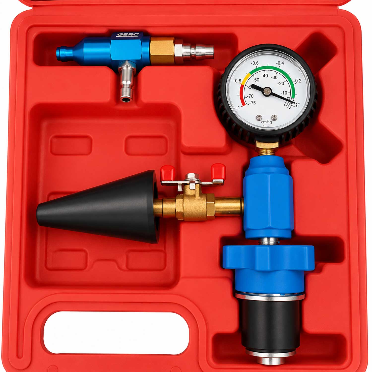 Set strumenti di riempimento e spurgo per impianto raffreddamento auto, kit utensili professionali per sistema di raffreddamento del radiatore, ricarica del liquido refrigerante  Gebo Tools