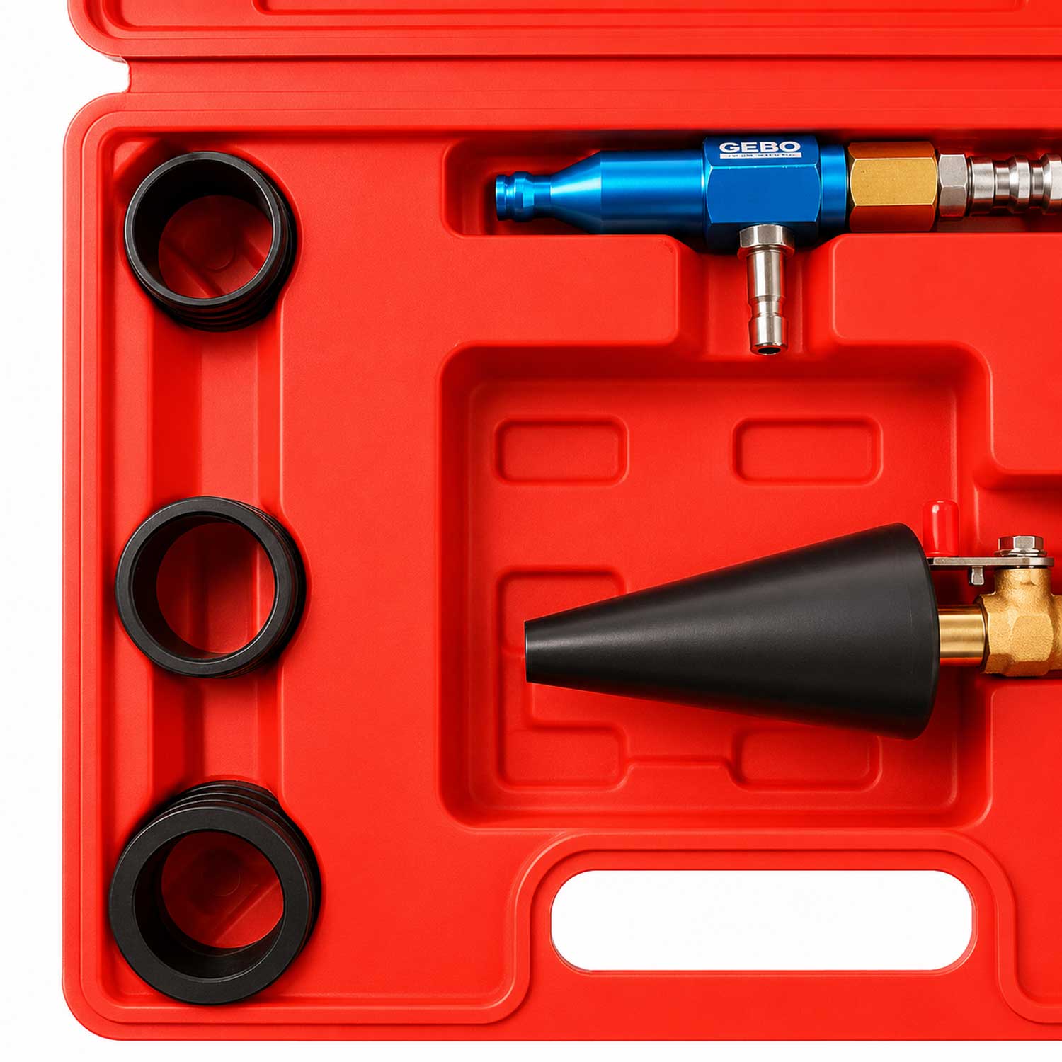 Set strumenti di riempimento e spurgo per impianto raffreddamento auto, kit utensili professionali per sistema di raffreddamento del radiatore, ricarica del liquido refrigerante  Gebo Tools