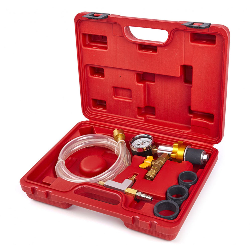 Set-kit strumenti di riempimento e spurgo per impianto raffreddamento, utensili professionali, ricarica del liquido refrigerante
