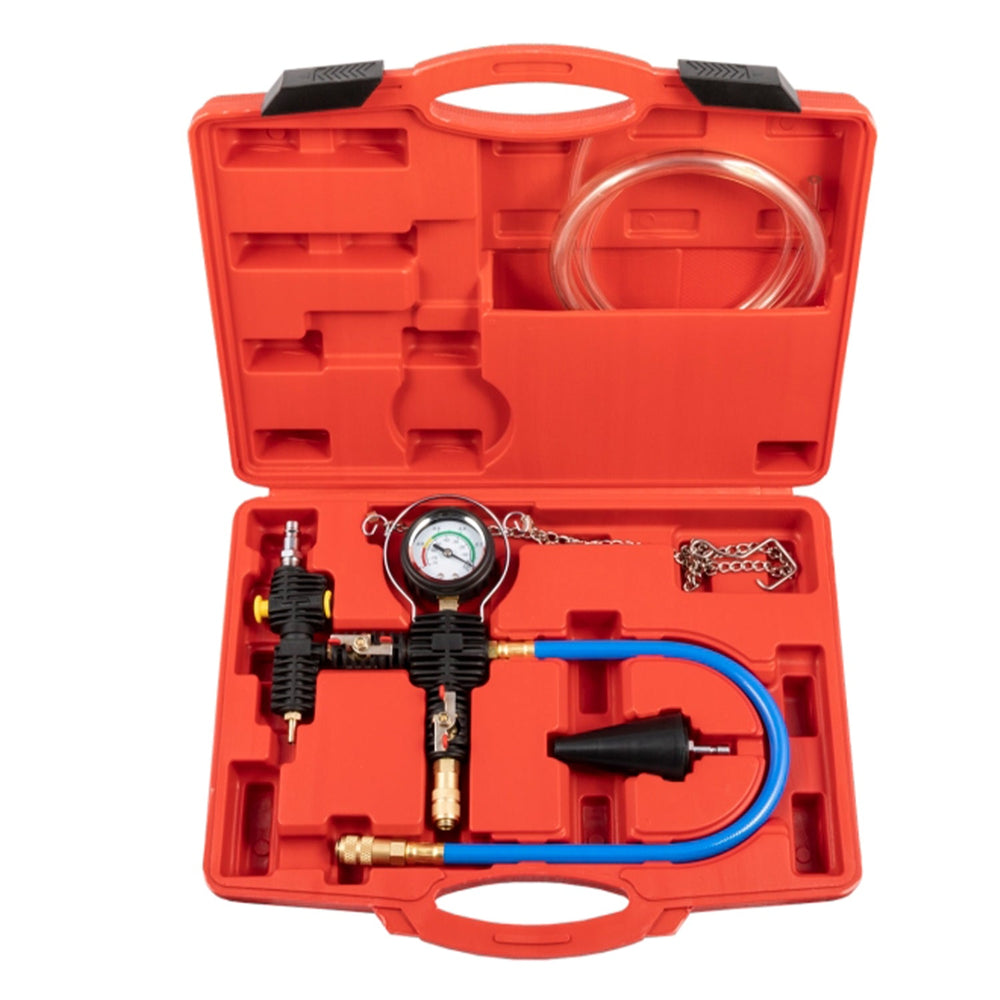 Set-kit strumenti di riempimento e spurgo per impianto raffreddamento, utensili professionali, ricarica del liquido refrigerante Quatros