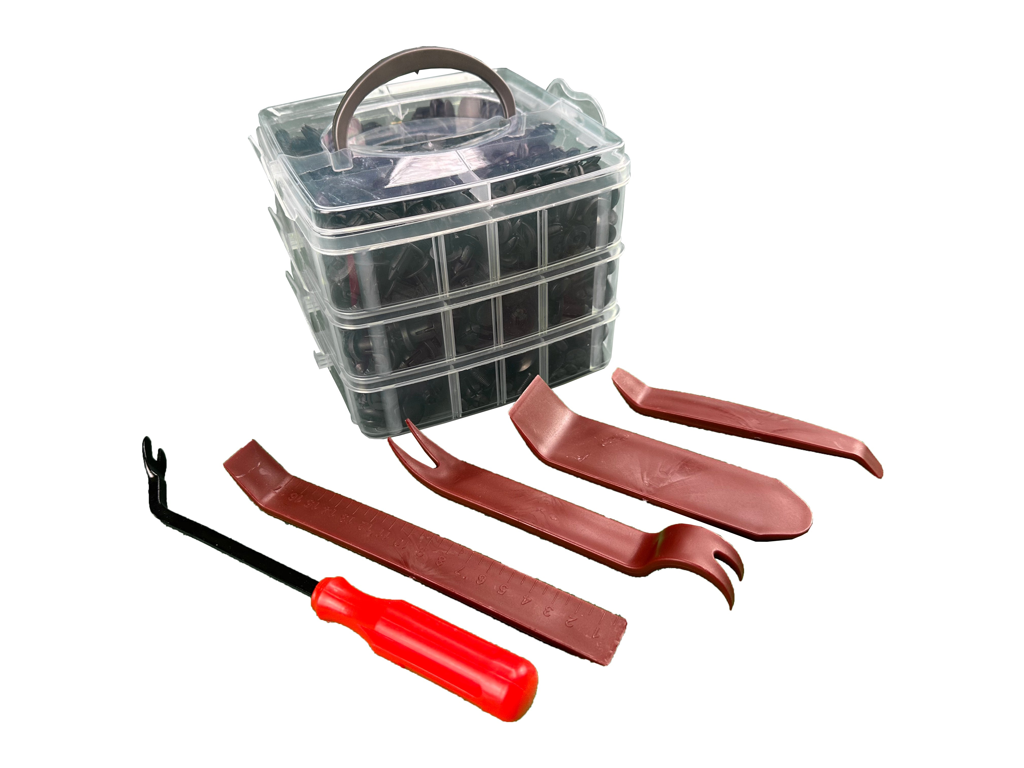Set-kit strumenti di rimozione clips auto,utensili di smontaggio per auto porta pannello, cruscotto auto, radio,interno auto, fissaggi auto universali, 620 pezzi Gebo Tools