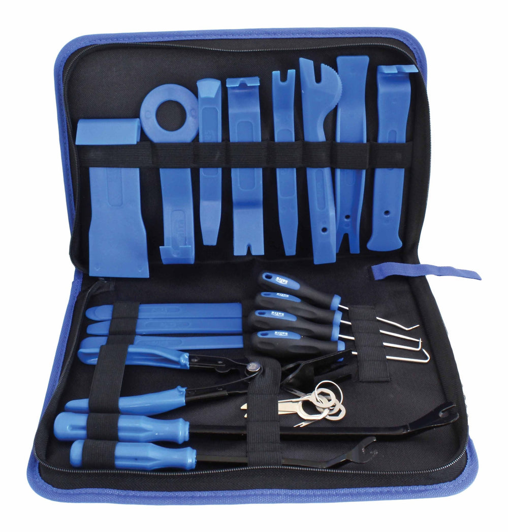 Set-kit utensili rimozione pannelli portiere clip auto, stereo cruscotto, cunei di plastica leve per smontare pannello interno radio, 24 pezzi