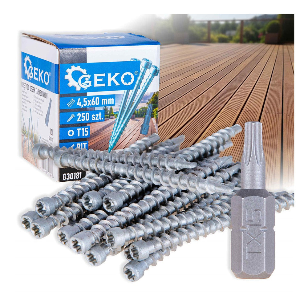 Set-kit di viti con testa TORX T15 4,5×60 mm 250 pezzi Geko