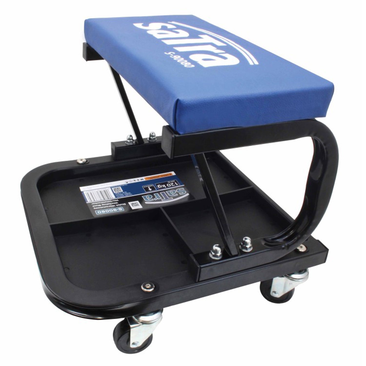Sgabello mobile da officina con ripiano portattrezzi con ruote e ripiano portattrezzi 120 kg Satra