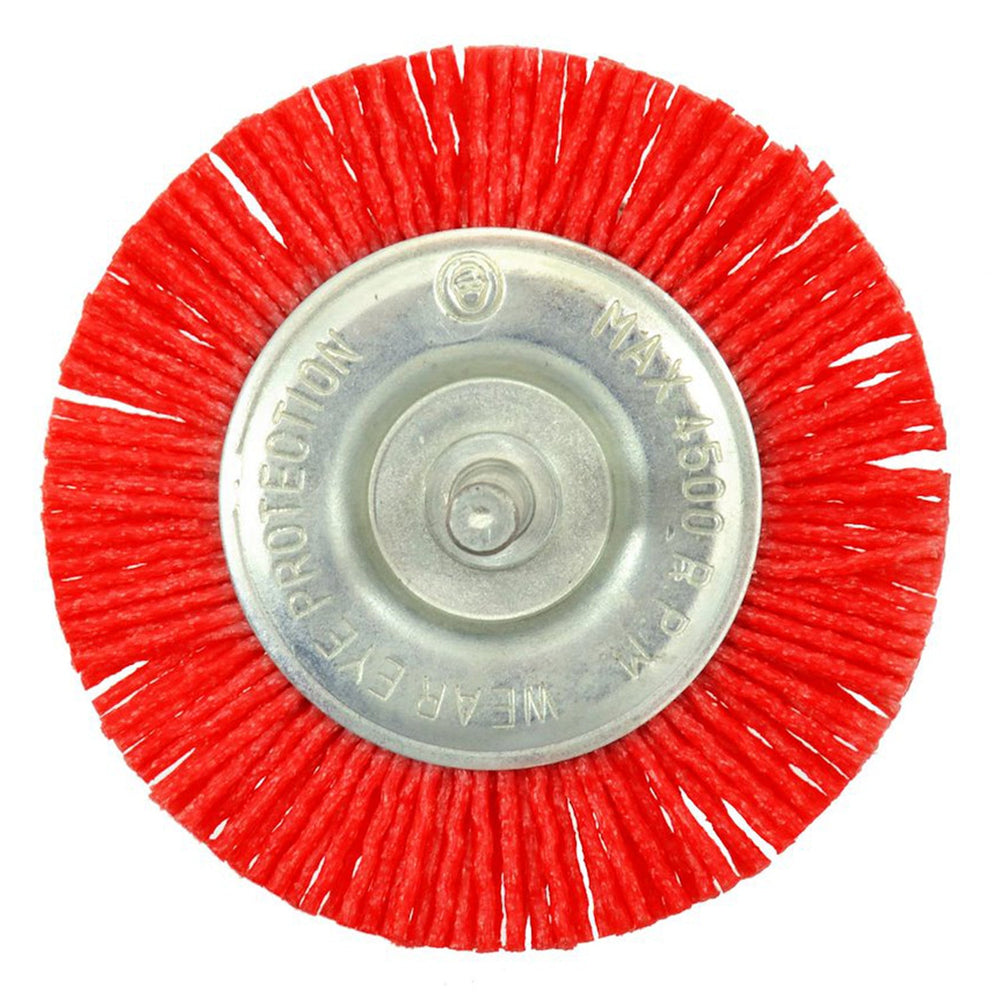 Spazzola in nylon circolare,con gambo, per pulizia lucidatura metallo, 75x 6 mm Geko