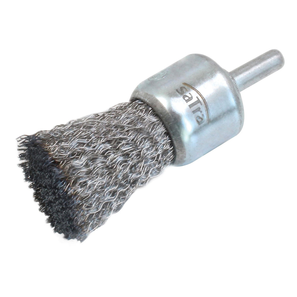 Spazzola metallica a pennello per trapano, in acciaio,abrasiva, per pulizia lucidatura metallo, per la rimozione della ruggine dal metallo, scorie di saldatura, superfici metalliche, vernice 25 × 6 mm Satra