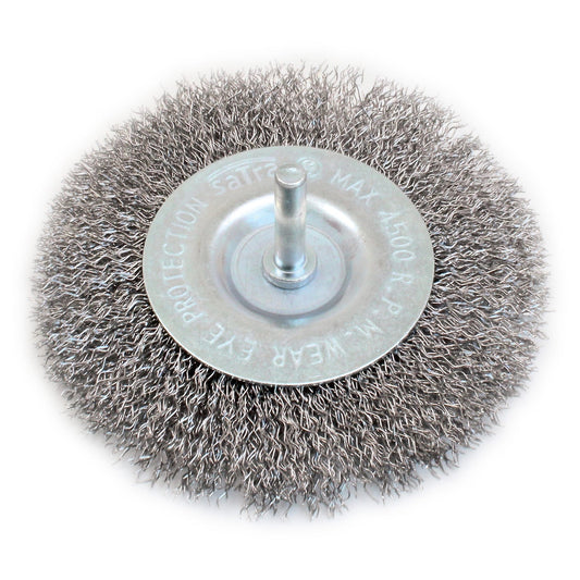 Spazzola metallica circolare per trapano, con gambo, abrasiva ,per la rimozione della ruggine dal metallo, scorie di saldatura, sporco grasso, 100X6 mm