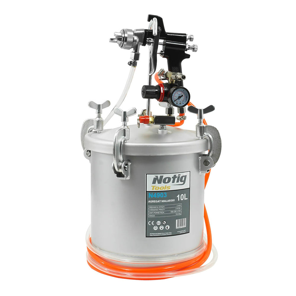 Spruzzatori di vernice alta pressione, serbatoio con pistola a spruzzo regolabile, 10 litri flusso e volume d'aria, 2-4 bar, con ugello 2.0mm, in acciaio, Notig