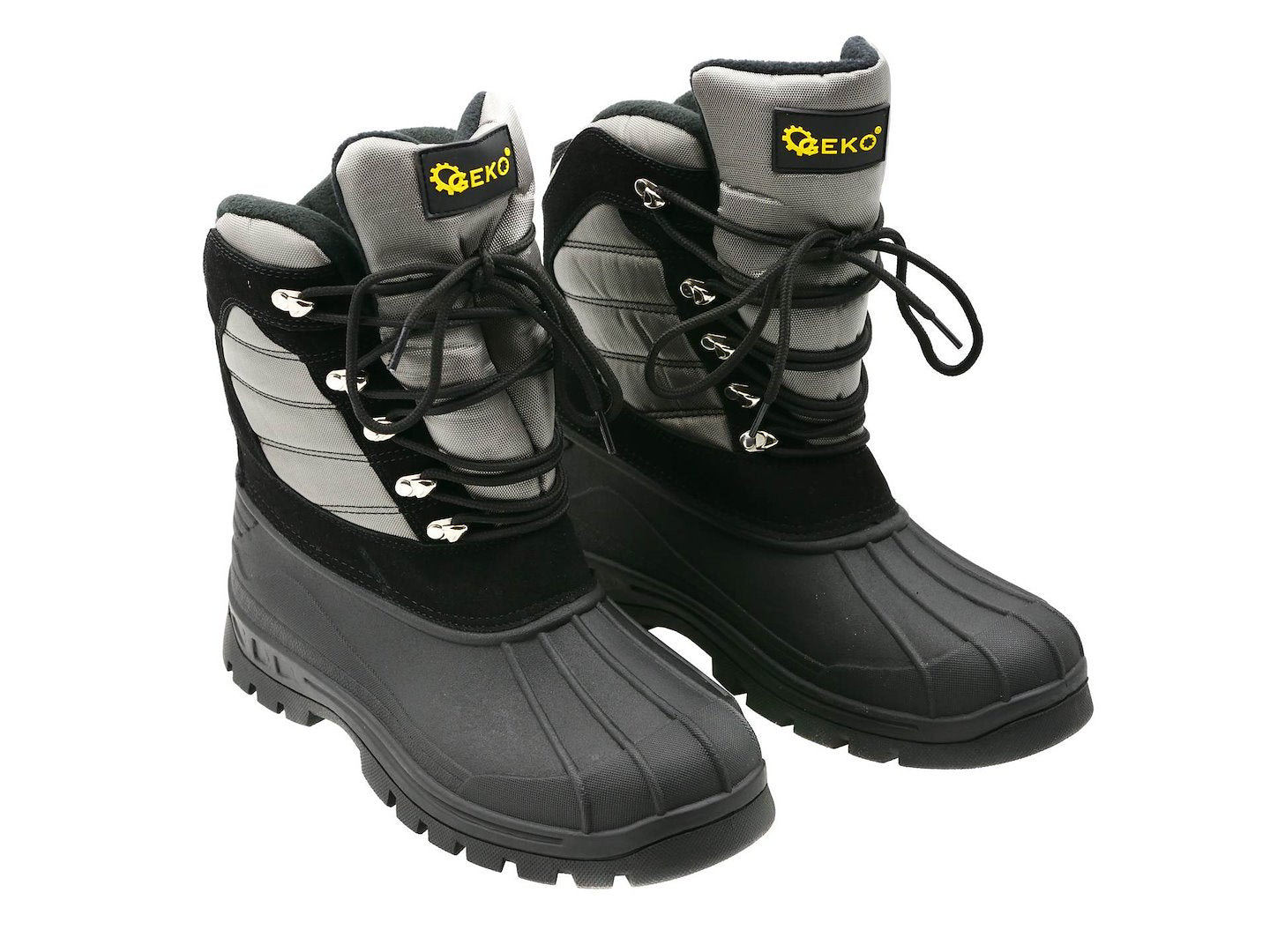 Stivali da neve per uomo invernali suole impermeabili scarpe calde stringati per giardino, fattoria e outdoor, nero, taglia 44 Geko