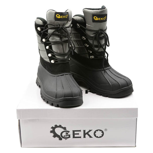 Stivali da neve per uomo invernali suole impermeabili scarpe calde stringati per giardino, fattoria e outdoor, nero,taglia 43 Geko