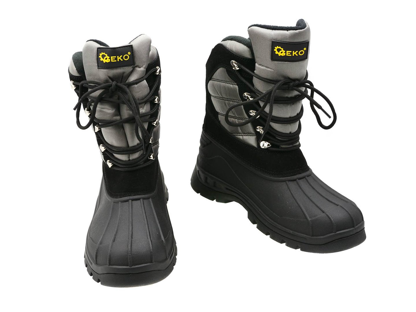 Stivali da neve per uomo invernali suole impermeabili scarpe calde stringati per giardino, fattoria e outdoor, nero,taglia 43 Geko