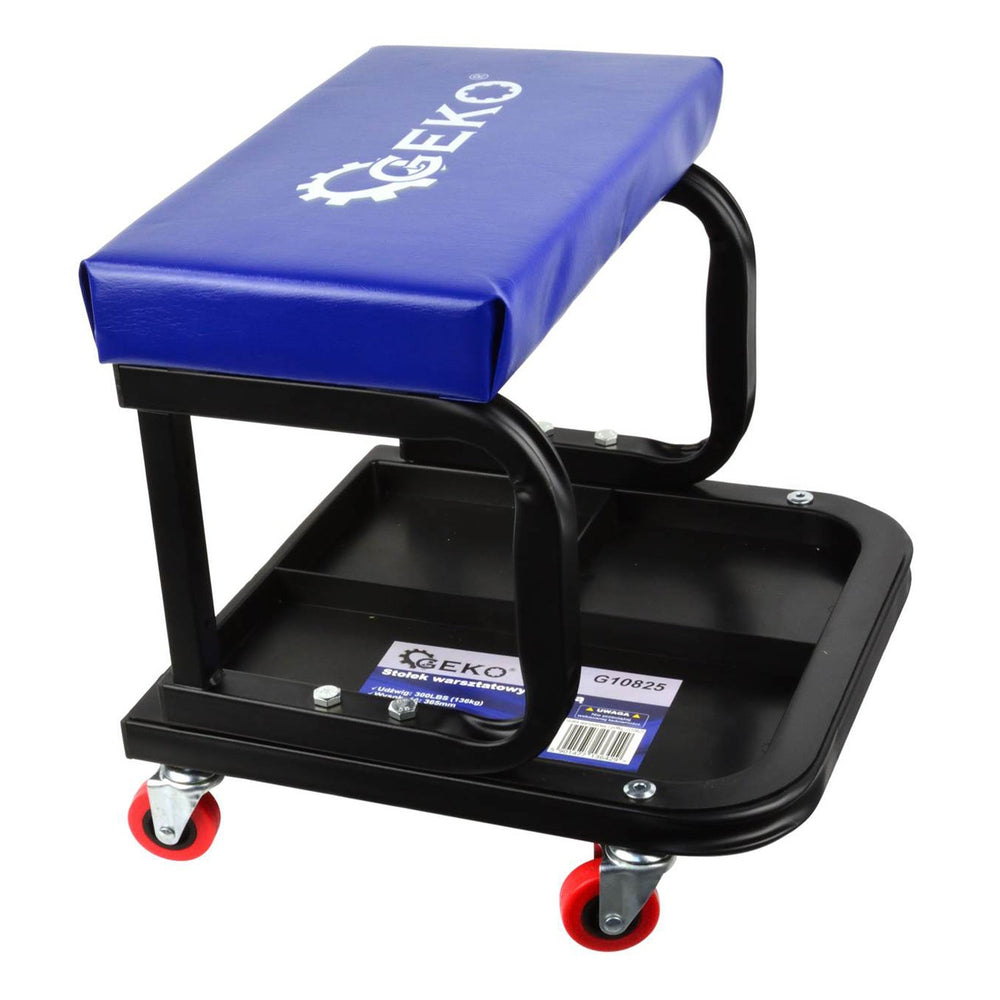 Sgabello mobile da officina con ripiano portattrezzi Geko