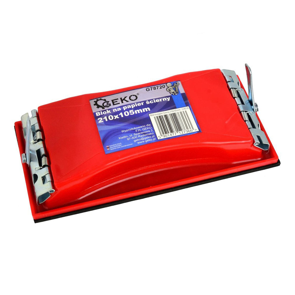 Supporto per carta vetrata, levigatrice manuale blocchetto abrasivo blocco per levigatura di superfici, tampone per carrozzeria con morsetti, per carteggiare in gomma, 210 X 105 mm, Geko