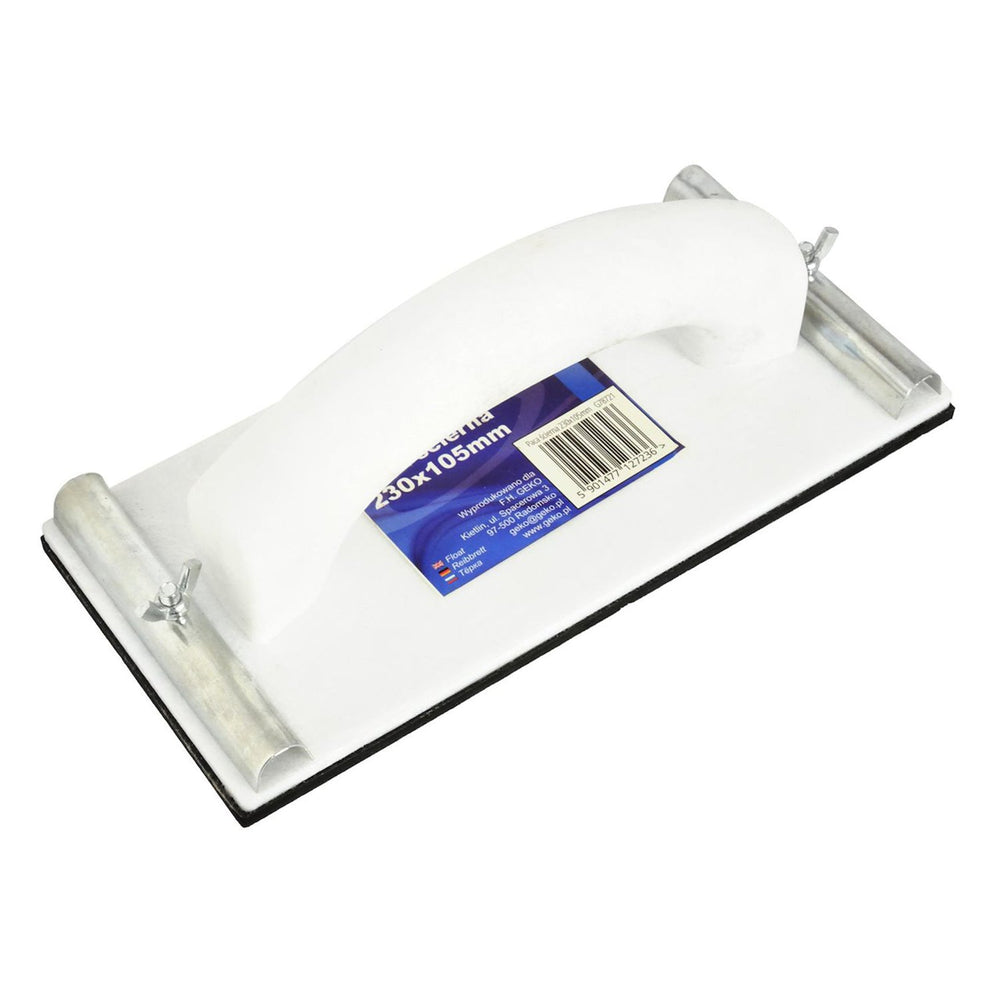 Supporto per carta vetrata, levigatrice manuale blocchetto abrasivo blocco per levigatura di superfici, tampone per carrozzeria con morsetti, per carteggiare in gomma, 230 x 105 mm, Geko