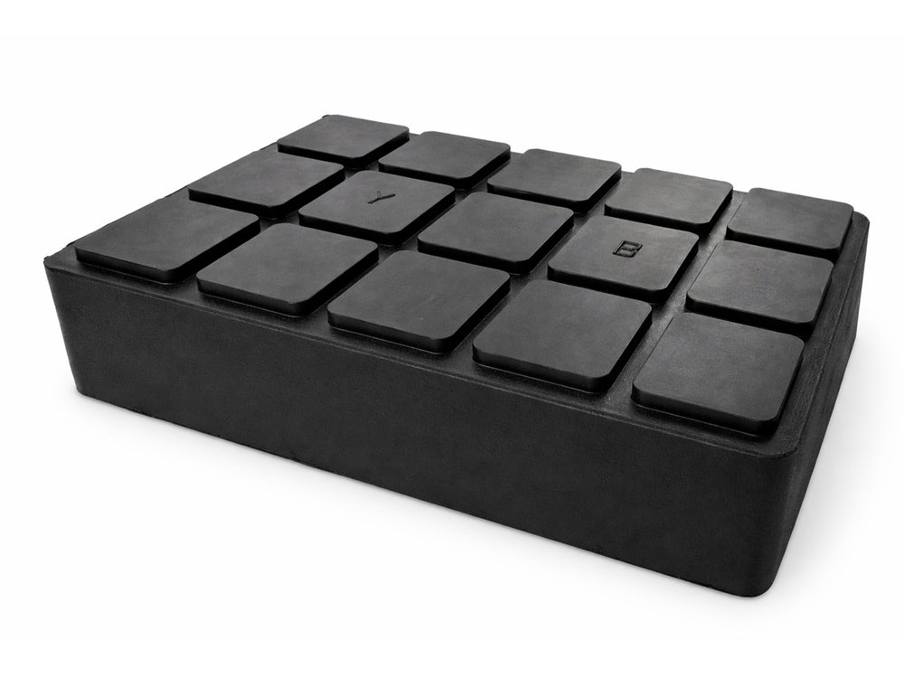 Tampone in gomma rettangolare, tappettino per cric sollevatore, cuscinetto auto, tamponi universali  per ponti sollevatori a forbice 160x120x40 mm Gebo Tools