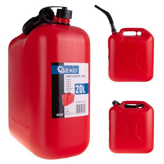 Tanica in plastica con imbuto, per carburante, 20 litri Geko