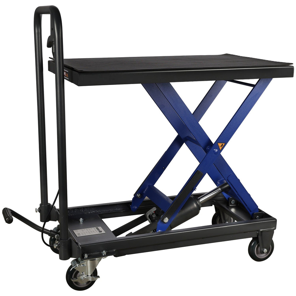 Tavolo elevatore idraulico mobile con altezza di sollevamento 225–710 mm, piattaforma 708 × 450 mm, capacita' di carico 225 kg, carrello a forbice, Mammuth