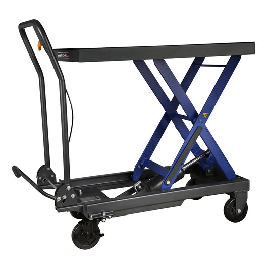 Tavolo elevatore idraulico mobile con altezza di sollevamento 390-910 mm, piattaforma 852 X 502 mm, capacita' di carico 500 kg, carrello a forbice, Mammuth