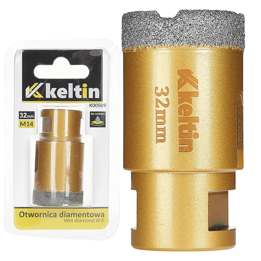 Tazza-fresa-corona diamantata 32 mm x M14 ,per carotaggio, carotatrice, Keltin